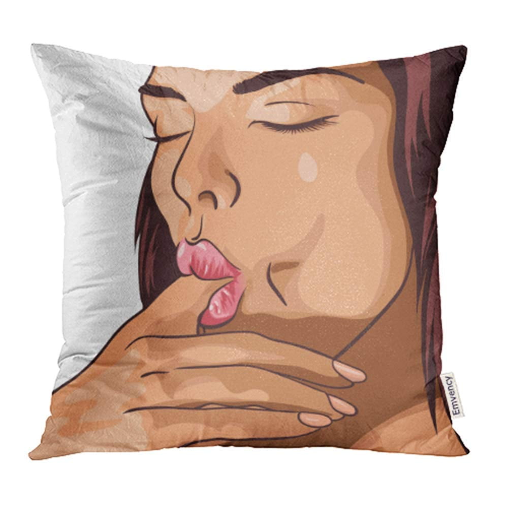 ARHOME Red Sex Close Up Beautiful Woman Sucks Her Finger Oral Lollipop Sexy Adult Beauty Pillow Case Pillow Cover 18x18 inch Throw Pillow Covers pic
