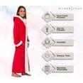 thumbnail image 4 of Silver Lilly Womens Zippered Sherpa Trim Fleece Robe with Hood - Warm Plush Luxury Bathrobe (Red, Small-Medium), 4 of 6