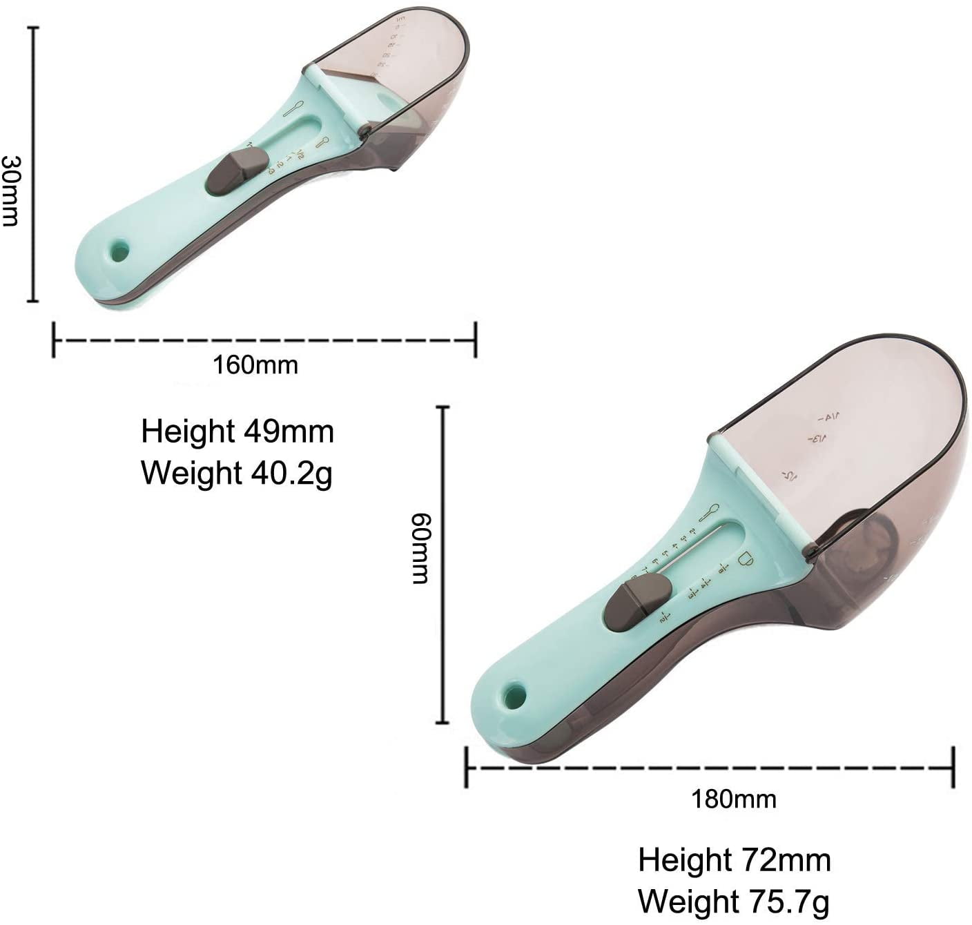  Adjustable Measuring Cups and Spoons Set of 2 Pieces / Kitchen  Tool Plastic Scoop Measuring Cup with Magnetic / for Dry and Liquid  Ingredient (A set of two): Home & Kitchen