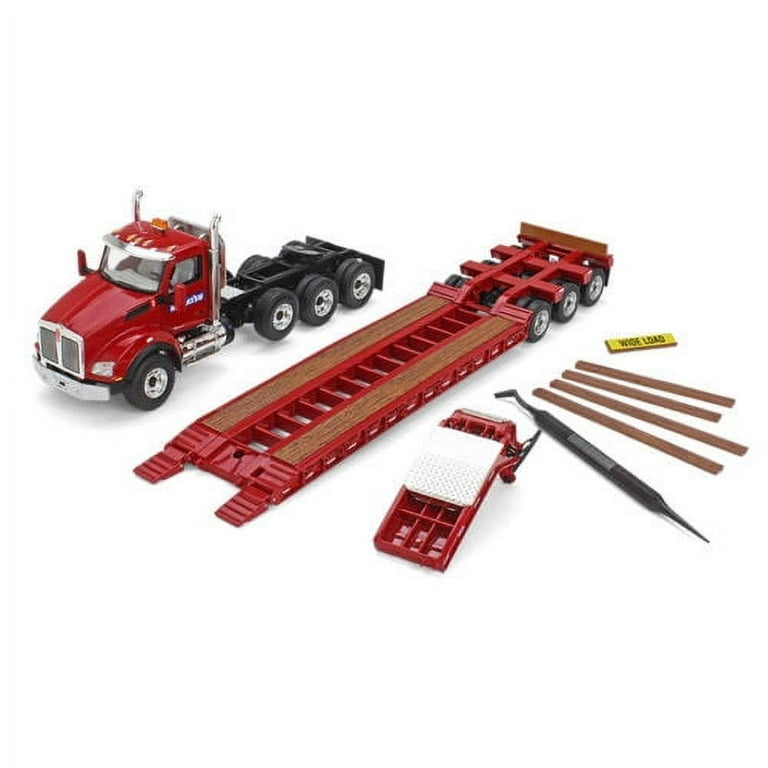 Kenworth T880 Tri Axle Lowboy Trailer Red 1/50 Die - Walmart.com