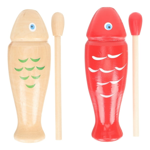 EeaseMX 2 juegos de instrumentos de percusión Orff, juguetes de percusión de madera con forma de pez, juguetes musicales de percusión para niños.