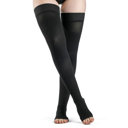 

Sigvaris Dynaven 972 Access Open Toe Thighs Highs w/Grip Top - 20-30 mmHg Long Black ML