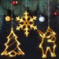 thumbnail image 2 of Lámpara LED navideña con ventosa, campana, muñeco de nieve, estrellas, luces festivas, lámpara colgante ornamental a batería para decoración del hogar, 2 of 5