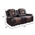 thumbnail image 6 of Istro 76 Inch Dual Manual Recliner Loveseat- Console- Brown Faux Leather, 6 of 7