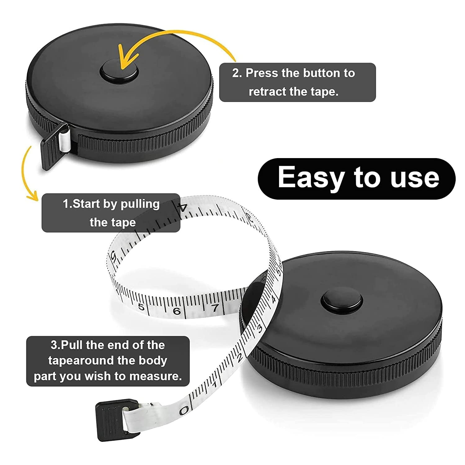 2 Sided Tape Measure, Suitable For Measuring Body, Sewing Tape, Inches &  Cms, 150cm, 60 Inches, Plus Bonus Ebook (white)1pcs