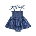 thumbnail image 1 of Niña Bebé Negro Vestido Zapatos Estilo Romper Color Sólido sin Mangas Traje en Capas con Arcos Ajustables Primavera Verano, 1 of 9
