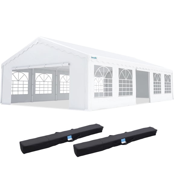 Quictent 20x30 FT White Party Tent with Church Windows & Zippered Sidewalls, Heavy Duty Galvanized Steel Frame, Weather Resistant for Outdoor Events