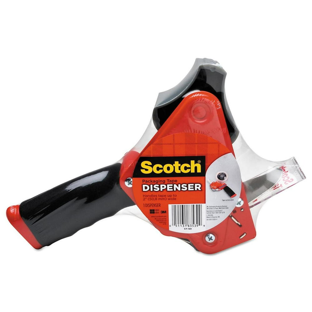 Scotch Pistol Grip Packaging Tape Dispenser, 3" Core, Metal Red