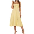 thumbnail image 1 of Vestido ajustado con cintura entallada y cordón ajustable para mujer - Vestido de fiesta sin mangas con cuello cuadrado y tirantes, con cremallera en la espalda (XS-XXL), 1 of 6