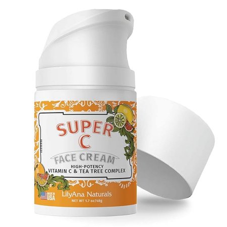 LilyAna Naturals Super C Face Cream - Wrinkle Cream for Face - Vitamin C Face Cream for Women and Men - Vitamin C & Tea Tree Complex - 1.7oz