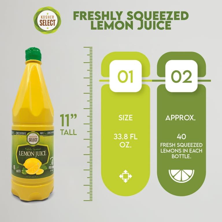 Kosher Select Freshly Squeezed Lemon Juice - No Added Water | Not