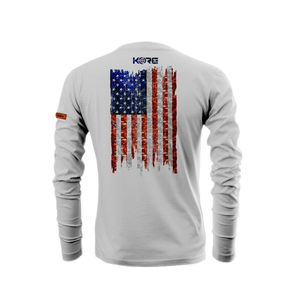 Kore Men’s Dry and Cool Sunblocker Workwear Long Sleeve Shirt – American Flag (Gray)…