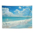 thumbnail image 5 of Shiartex Beach Waves Tapestry Wall Hanging Blue Sky Coulds Nature Tapestry Tropical Ocean Sea Seashore Coast Wall Tapestries 40x30inch, 5 of 6