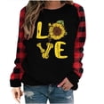 thumbnail image 2 of Qertyioot T-shirt de la Saint-Valentin pour Femme, Chemise à Manches Longues à Col Rond Décontractée à Manches Raglan à Carreaux, Chemise Ample Imprimée à Manches Longues, Chemise à Manches Longues à Col Rond/chemise, 2 of 8