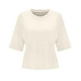 thumbnail image 2 of QLEICOM Women's Summer T Shirts Crewneck 3/4 Sleeve Basic Tops Solid Color Loose Tees Blouse Clearance, 2 of 4