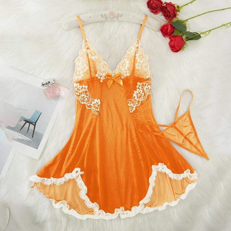 LIIPEE Women Sleepwear Summer Fall Lingerie Sexy Lace Mesh Shapewear And Alluring Sheer Nightgown Chemise Nighty Female Casual Nightwear,Orange ,S - Walmart.com LIIPEE Women Sleepwear Summer Fall Lingerie Sexy Lace Mesh Shapewear And Alluring Sheer Nightgown Chemise Nighty Female Casual Nightwear,Orange ,S - Walmart.com
