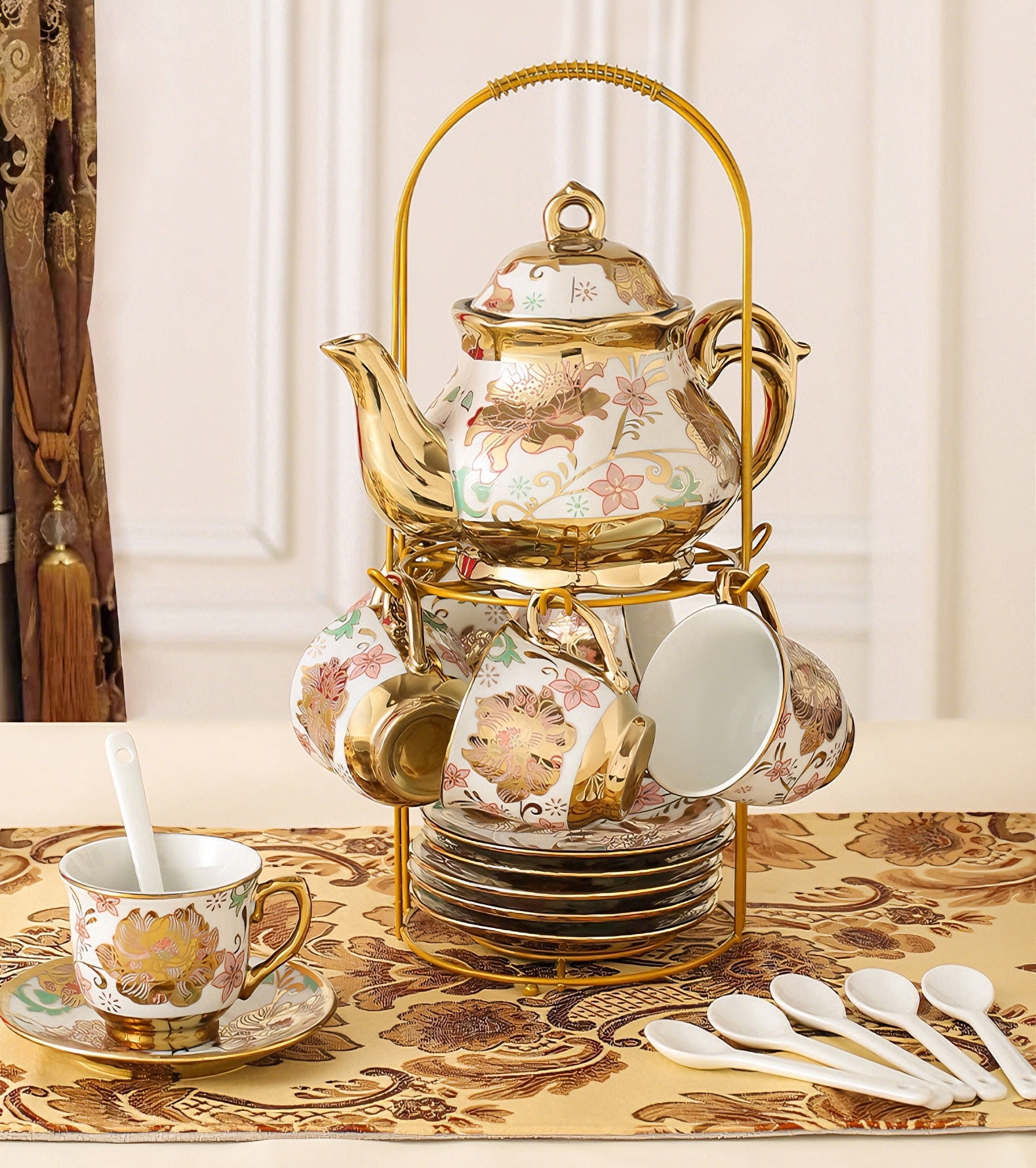 Tea Set 22-Piece Porcelain Ceramic Coffee Tea Gift Sets Cups