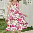 thumbnail image 2 of FamilyThread FamilyThread Girls Casual Butterfly Print Sleeveless Dresses Spaghetti Strap Summer Swing Twirly Sundress A-Line Dress For 4-14Y, 2 of 7