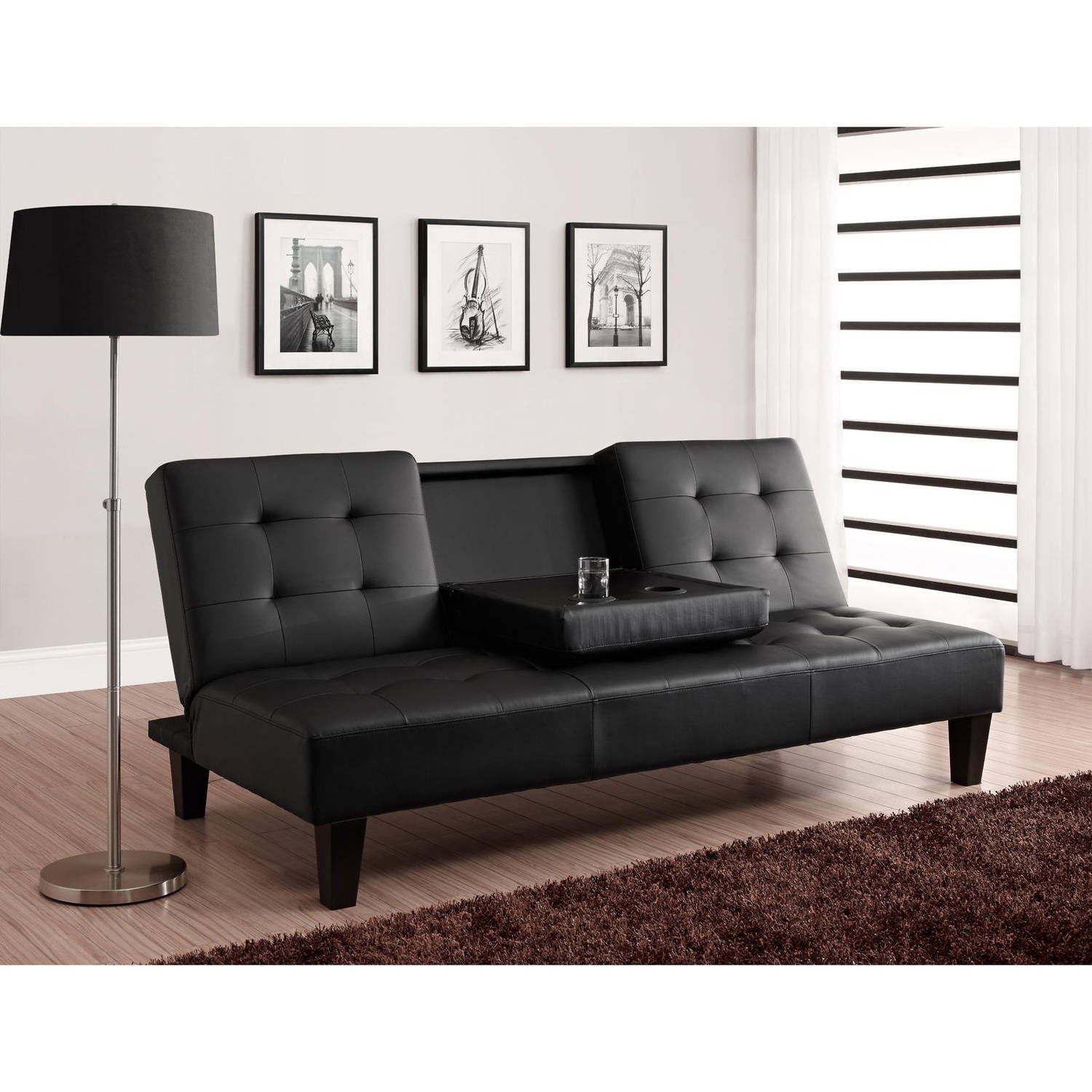 Julia Cupholder Convertible Futon, Multiple Colors - Walmart.com - 