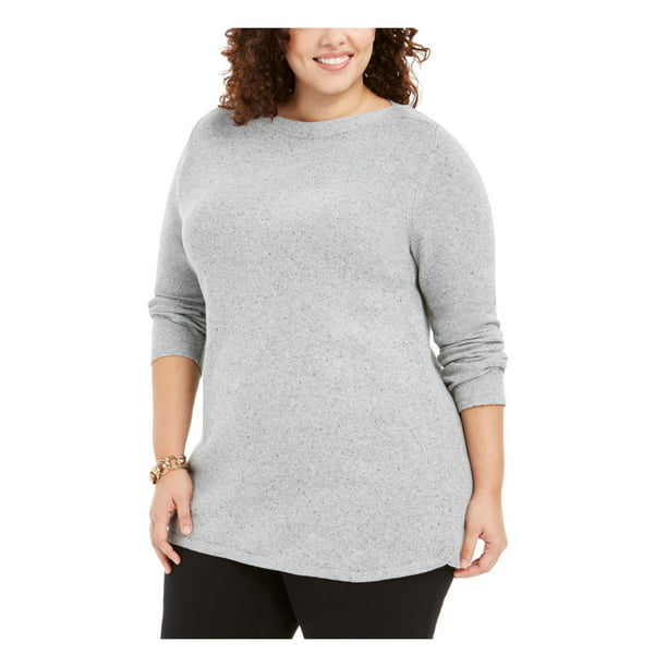 Karen Scott - Karen Scott Womens Plus Speckled Boatneck Tunic Sweater ...
