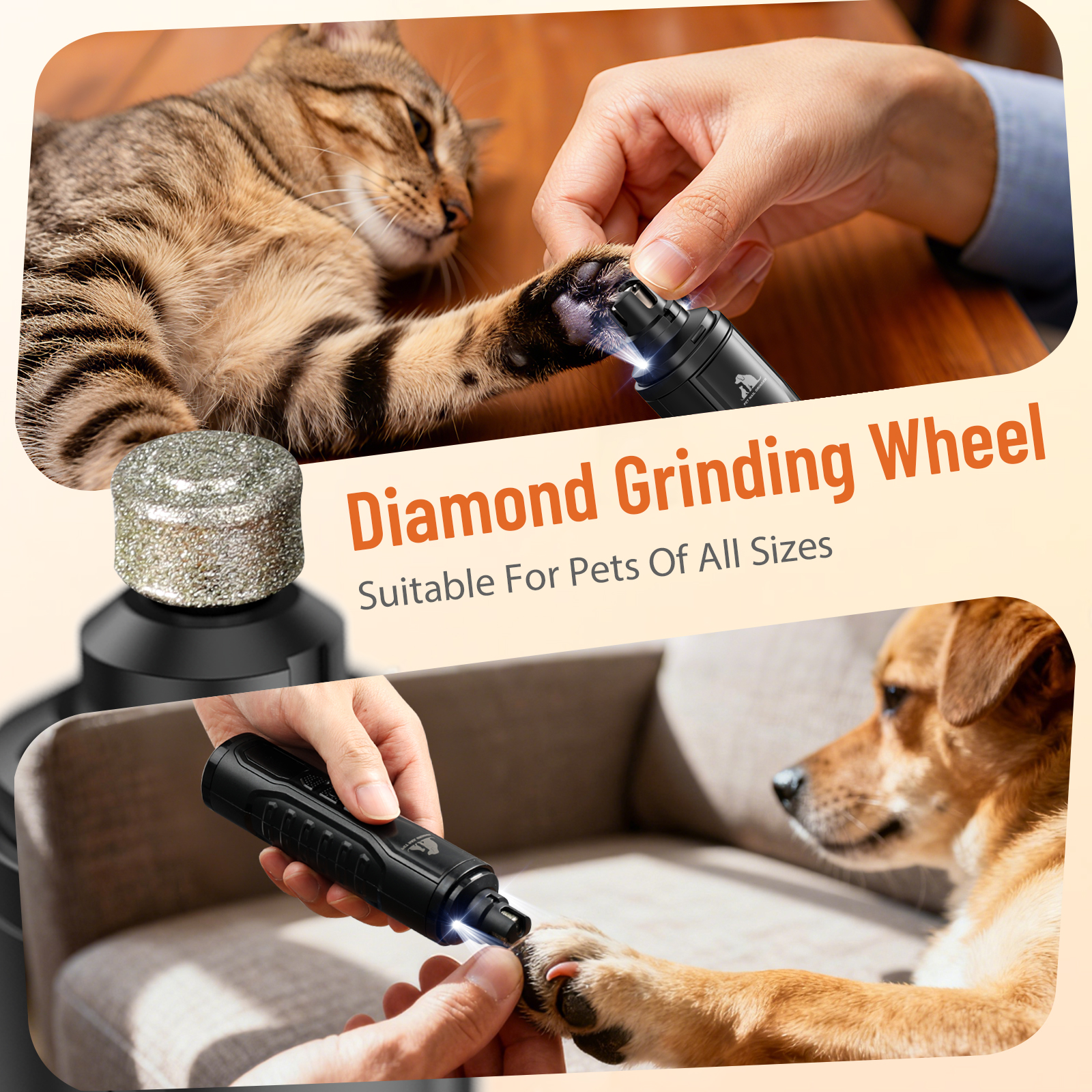 Skdwakiz Professional Pet Nail Grinder with Dual LED Lights photo 4