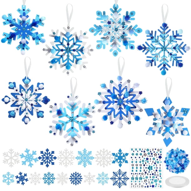 Kit de Manualidades de Copos de Nieve Divertido para Invierno DIY x48