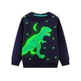 thumbnail image 2 of WIBACKER 2-7T Toddler Little Boy's Glow in the Dark Sweatshirts Novelty Crewneck Pullover Cotton Graphic Tops Sweater Shirts - Dinosaur, 2 of 10