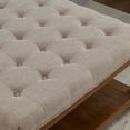 thumbnail image 4 of S-HOME Large Square Upholstered Tufted Linen Ottoman, Spacious Coffee Table with Solid Wood Shelf，Linen, 4 of 6