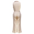 thumbnail image 5 of Idoravan Women's Summer One Piece Jumpsuits Dressy Casual Womens Fashion Summer Solid Casual Sleeveless Button Belt Long Jumpsuit, 5 of 6