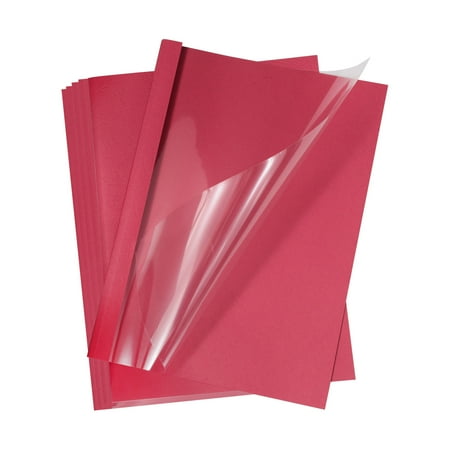 Uxcell 0.3" Thermal Binding Cover, 10Pcs PE Presentation Paper File Protector Folder with Hot Melt Glue, Red