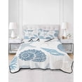 thumbnail image 2 of Quilt King Size Bedding Set, Blue Coastal Reversible Summer Quilt 3 Pieces, Shell Starfish Coral Nautical Summer Beach Lightweight Bedspreads Coverlets with 2 Pillow Shams for All Seasons, 2 of 5