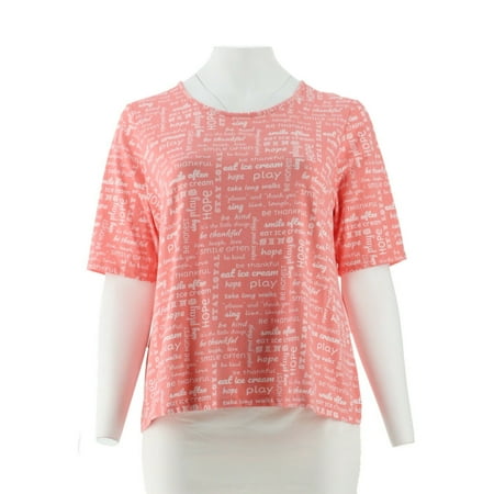 Denim & Co Jersey Print Elbow Slv Scoop Neck Top A305191
