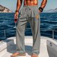 thumbnail image 1 of Pantalones casuales de longitud completa para hombre, color sólido, bolsillo, cintura elástica, rectos, de poliéster., 1 of 8