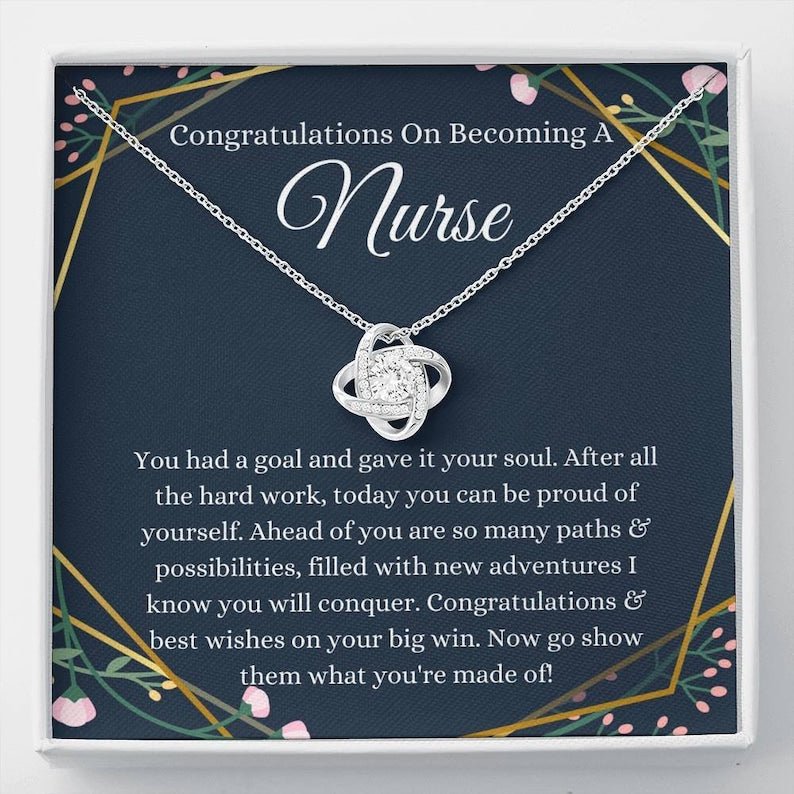 Congratulations On Becoming Nurse Graduation Gift, Graduation Nurse, New Nurse Gift, Future Nurse Gift, Nursing Student Graduation Necklace, Gold Love Knot Necklace
