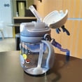 thumbnail image 2 of Botella de agua HUOGUO con forma de pajita infantil con dibujos animados, 370 ml, azul, 2 of 5