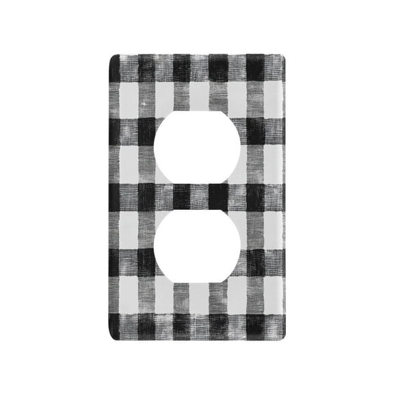 New Flame-Retardant Switch Plate Cover,DIY Wall Plate Decor with Screws,Black and White Checkered