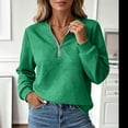 thumbnail image 4 of IUYRTFE Women's Quarter Zip Pullover Sweatshirt with Textured Fabric and Ribbed Trim Long Sleeve Casual Sporty Top, 4 of 8