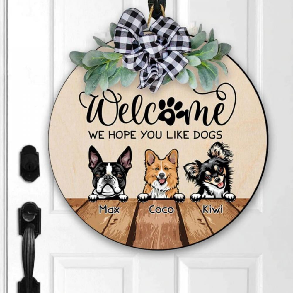Funny Welcome Front Door Dog Pet Sign, Farmhouse Adorable Cartoon Dog Door Decoration, Dogs Welcome People Tolerated Sign Hanging for Dog Lover Owner Housewarming Gift Funny Welcome Front Door Dog Pet Sign, Farmhouse Adorable Cartoon Dog Door Decoration, Dogs Welcome People Tolerated Sign Hanging for Dog Lover Owner Housewarming Gift