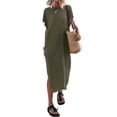 thumbnail image 2 of Women's Cap Sleeve Crewneck Casual Loose Side Long Beach Maxi Dress, 2 of 5