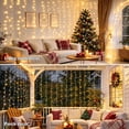 thumbnail image 5 of JMEXSUSS 300 LED Curtain String Lights Plug in, 9.8X9.8FT Curtain Lights Outdoor Indoor with Remote Control, Hanging Curtain Lights for Bedroom Window Wedding Wall Party Decorations (Warm White), 5 of 9