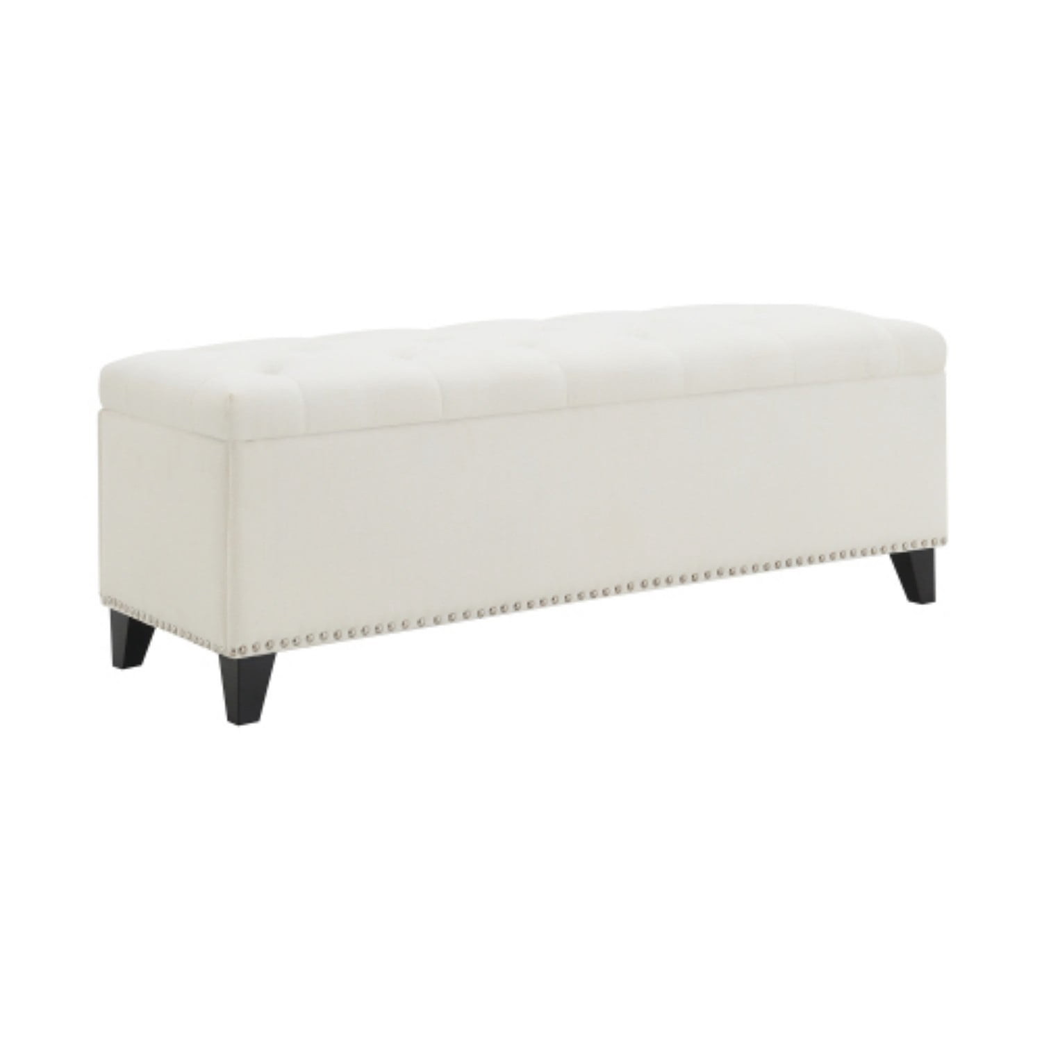 47.5" Storage Ottoman Bench with Safety Hinge, Linen Tufted Storage Bench for Bedroom, Entryway, Living Room, End of Bed Bench, Beige