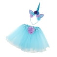 thumbnail image 1 of 2pcs Niño Recién Nacido para Bebé Niñas Diadema Foto Prop Azul perfecl Vestido de tutú de diadema de unicornio, 1 of 8