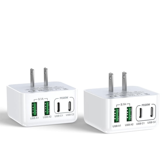 Charger Block Aioneus USB C de 40 W, paquete de 2 unidades, carga rápida para iPhone
