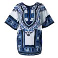 thumbnail image 2 of Unisex African Embroidery Prints Dress Cotton Dashiki Shirt Hippie Blue, as described, 2 of 10