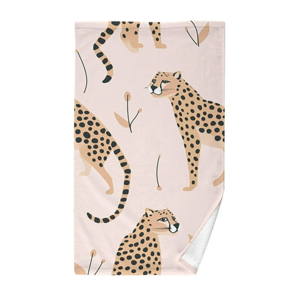 Cheetahes Leopard Hand Towel Bath Towels Face Towels Cotton Absorbent for Home Hotel Spa Swimming Yoga Sports