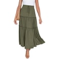 thumbnail image 4 of X  Womens Solid Maxi Skirt Layered Tiered Ruffled Drawstring High Waist Maxi Skirt Petite/Plus, 4 of 13