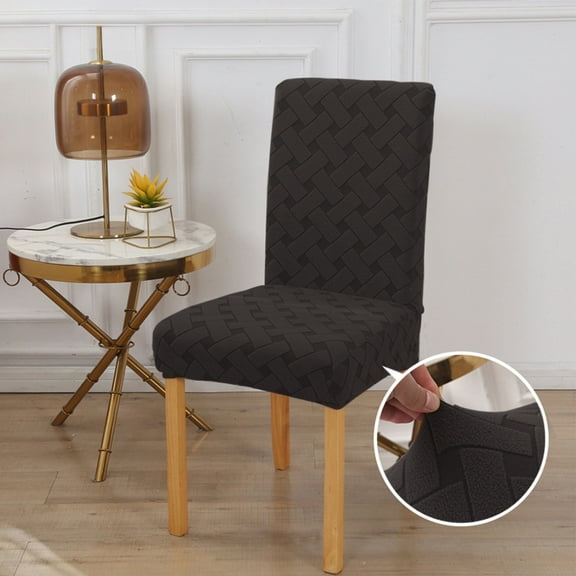 Jacquard Dining Chair Cover Thickened Polyester | Elastic Full Fit 40-50cm x 45-65cm | Dirtproof, Retractable, Washable, Velvet Feel | Gray, White, Navy, Red, Khaki