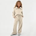 thumbnail image 2 of Enjoytime Girls Outfits Collared Quarter Zip Sweatshirt Pants 2 Piece Set Kids Casual Fashion Long Sleeve Sweatsuit, 2 of 7
