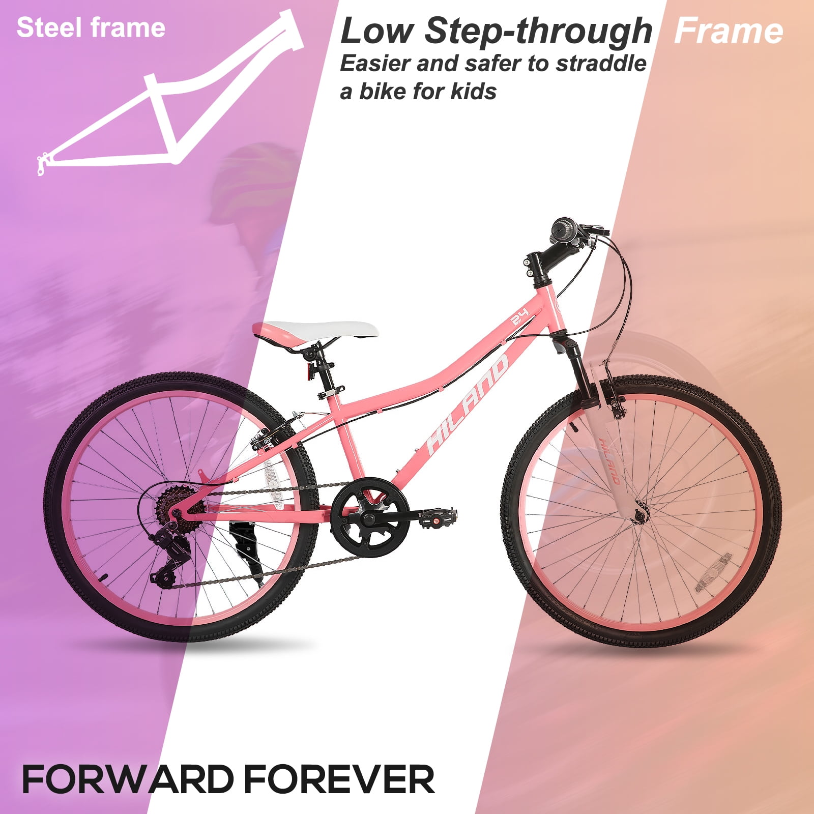 Hiland 24 Inch Mountain Bike, Front Suspension Fork Bicycles for Adults Multiple Colors