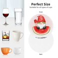 thumbnail image 6 of Honeii Watermelon Gnome print Leather Coaster Set of 4, ideal for safeguarding your furniture from drinks spills and effortless cleanup-Round Shape, 6 of 6